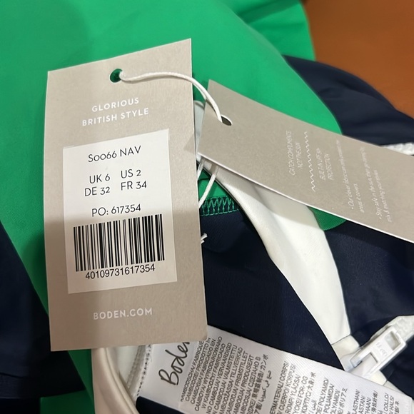 NWT Boden Santorini swim Rush guard ,Sz 2 green/navy/white. D23 - Picture 5 of 6